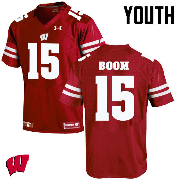 Youth Winsconsin Badgers #15 Danny Vanden Boom College Football Jerseys-Red
